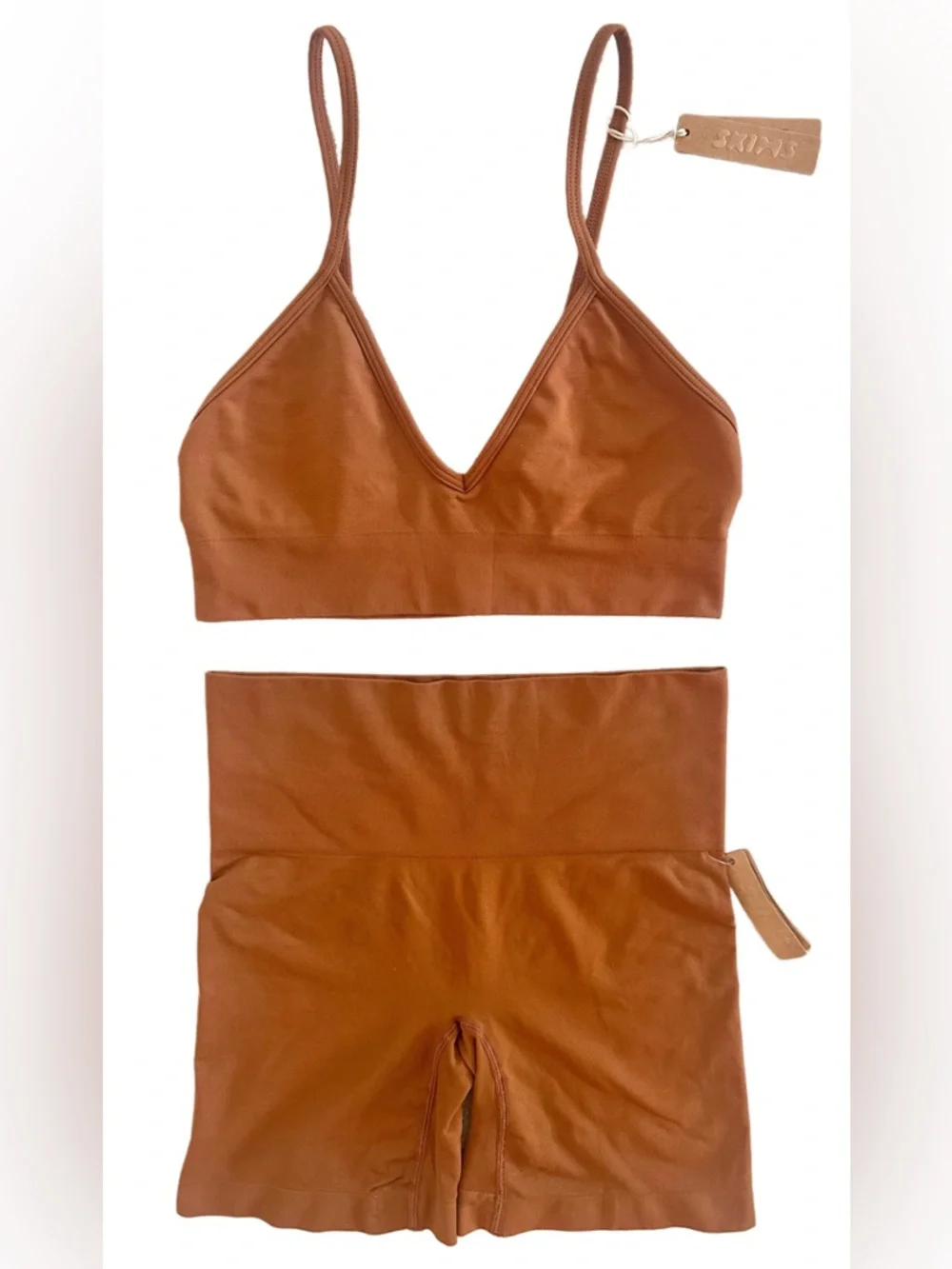 NWT SKIMS Copper Seamless Bralette & Shorts Set Size S - Picture 4 of 12